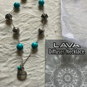 ‘Believe’ silver & blue gem bead necklace also a diffuser for essential oils.